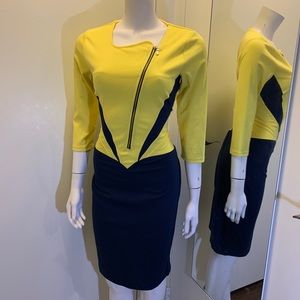 Navy & Yellow Colorblock Casual Dress size Medium